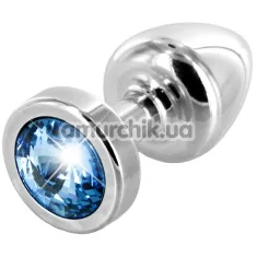 Анальна пробка з блакитним кристалом SWAROVSKI Anni, срібна - Фото №1