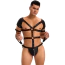 Боди-портупея мужское с фиксаторами для рук Star Night Faux Leather Harness Bodysuit, черное - Фото №3