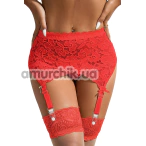 Комплект Star Night High Waisted Vintage Garter Set, красный: трусики-стринги + пояс для чулок - Фото №1