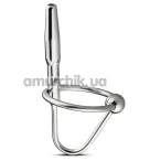 Уретральная вставка с набором эрекционных колец Unbendable Sperm Stopper Hollow Ring SIN008, серебряная - Фото №1