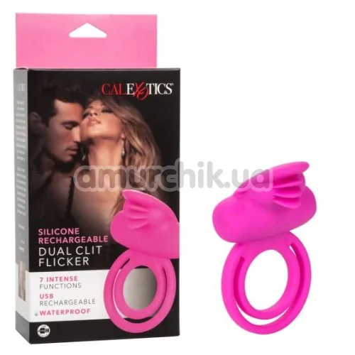 Віброкільце Dual Clit Flicker, рожеве