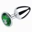 Анальна пробка із зеленим кристалом SWAROVSKI Silver Emerald Big, срібна