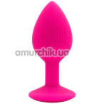 Анальна пробка Alume Silicone Ribbed Flare Base Anal Plug S, рожева - Фото №1