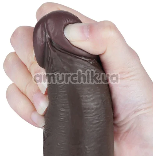Фаллоимитатор Sliding-Skin Dual Layer Dong 8.5 с мошонкой, коричневый