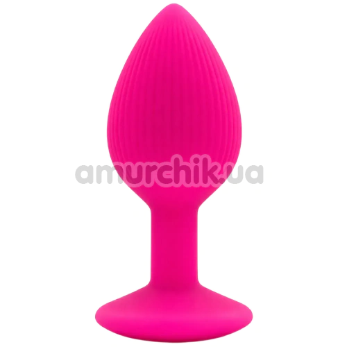 Анальна пробка Alume Silicone Ribbed Flare Base Anal Plug S, рожева - Фото №1