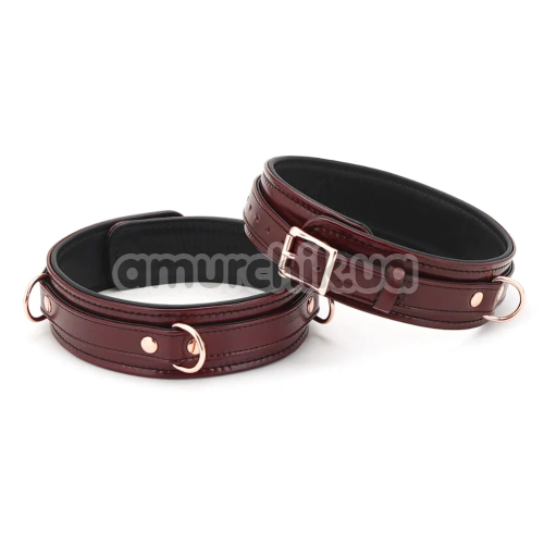 Фіксатори для ніг Liebe Seele Wine Red Leather Thigh Cuffs with Rose Gold Hardware S, бордові - Фото №1