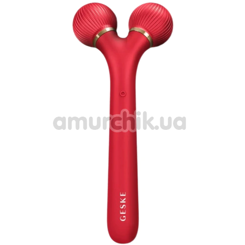 Ультразвуковий масажер для обличчя Geske Sonic Facial Roller 4 in 1, червоний - Фото №1