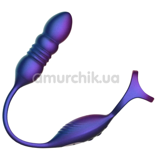Анальний вібростимулятор з ерекційним кільцем та поштовхами Hueman Deep Impact, фіолетовий