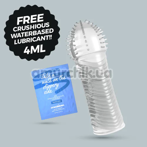 Насадка на пенис Crushious Ribbed Penis Sleeve, прозрачная