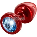 Анальна пробка з блакитним кристалом SWAROVSKI Anni, червона - Фото №1