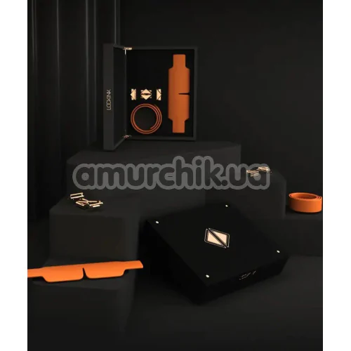 Маска Lockink Luxury Leather Blindfold Kit, коричневая
