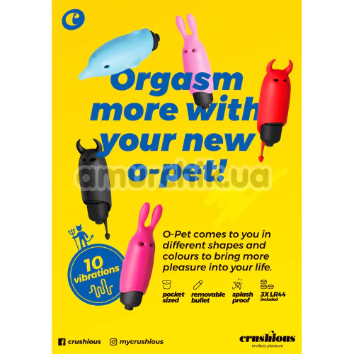 Клиторальный вибратор Crushious O-Pet Pocket Vibe Bunny, розовый