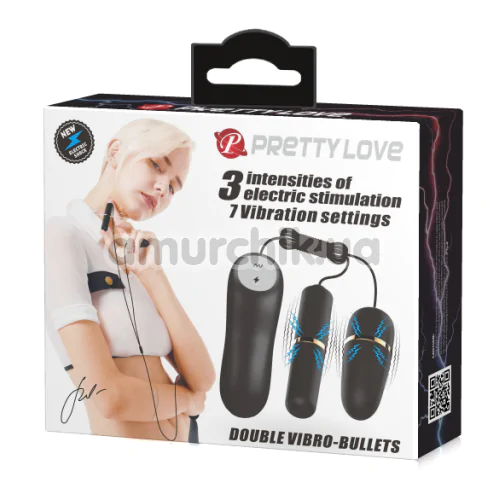 Набір віброяєць з електростимуляцією Pretty Love Double Vibro Bullet, чорний