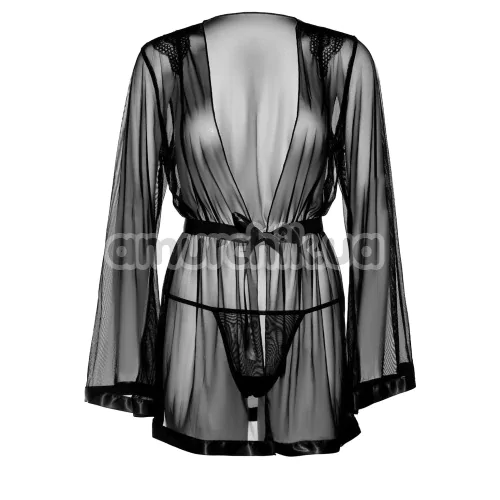 Комплект Daring Intimates Sheer Kimono and String, черный: пеньюар + трусики-стринги