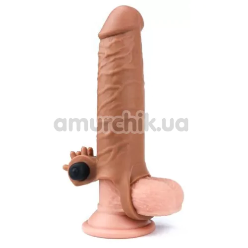 Насадка - удлинитель пениса с вибрацией Lovetoy Pleasure X-Tender Series LV1061, коричневая