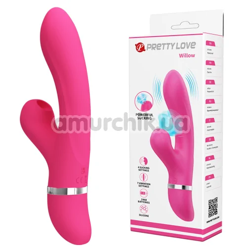 Вібратор з вакуумним стимулятором Pretty Love Willow, рожевий