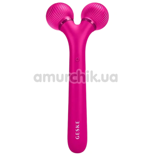 Ультразвуковий масажер для обличчя Geske Sonic Facial Roller 4 in 1, яскраво-рожевий - Фото №1