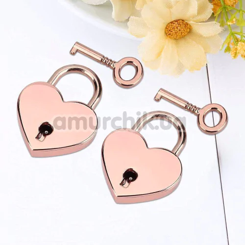 Набор из 2 замков с ключами Liebe Seele Heart-Shaped Lock, розово-золотой