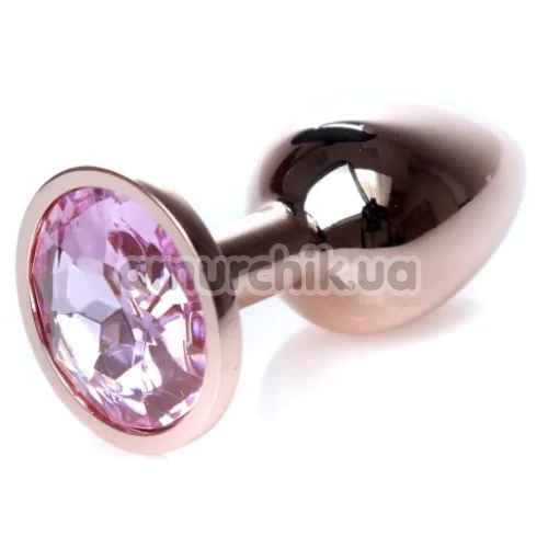 Анальная пробка со светло-розовым кристаллом Exclusivity Jewellery Red Gold Plug, золотая - Фото №1