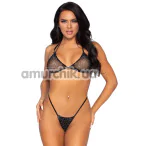 Комплект Leg Avenue Desire Rhinestone Bra Set чорний: бюстгальтер + трусики-стрінги - Фото №1