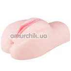 Искусственная вагина и анус с вибрацией Lovetoy Vibrating Cyberskin Pet Pussy DL-72, телесная - Фото №1