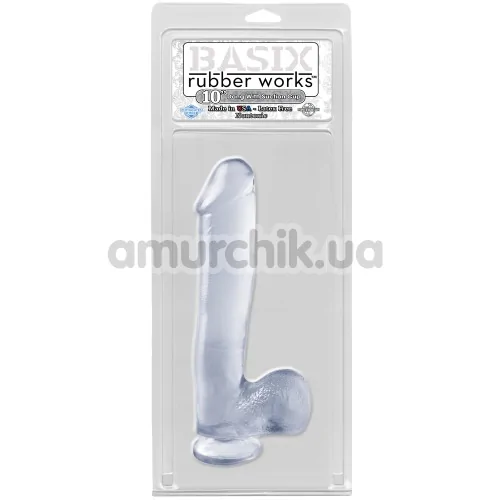 Фаллоимитатор Basix Rubber Works 10 Dong With Suction Cup, прозрачный