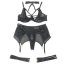 Комплект Star Night Garter Strap Set, черный: бюстгальтер + трусики-стринги + пояс для чулок + гартеры - Фото №5