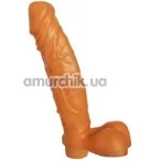 Вибратор Erolin Vibro Erogen Collection 20х4 см с мошонкой, телесный - Фото №1
