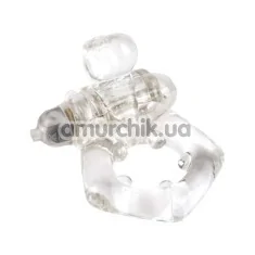 Віброкільце Iso Stretch Round Clitoral Probe Cockring, прозоре - Фото №1