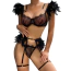 Комплект Star Night Sensual Feather & Chains, черный: бюстгальтер + трусики-стринги + пояс для чулок + гартеры - Фото №12