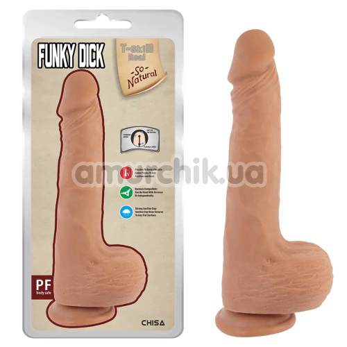 Фаллоимитатор T-skin ReaL Funky Dick, светло-коричневый