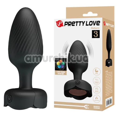 Анальная пробка с вибрацией и подсветкой Pretty Love Osborn, черная