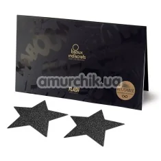 Прикраси для сосків Bijoux Indiscrets Flash Glitter Pasties Star, чорні - Фото №1