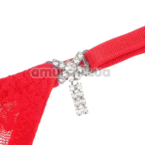 Трусики-стринги Star Night Ribbon Bow Rhinestone Panties, красные