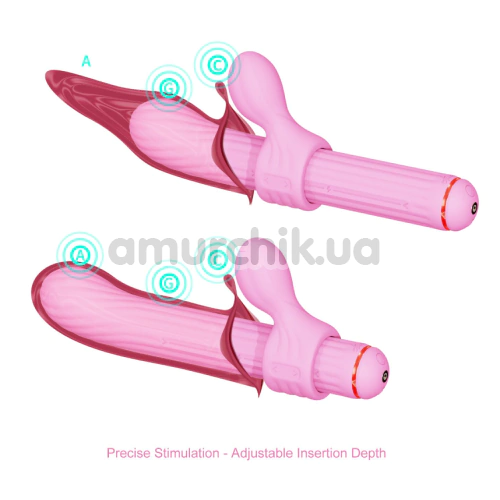 Вибратор для точки G с насадками Otouch Magic Stick S1 Plus, розовый