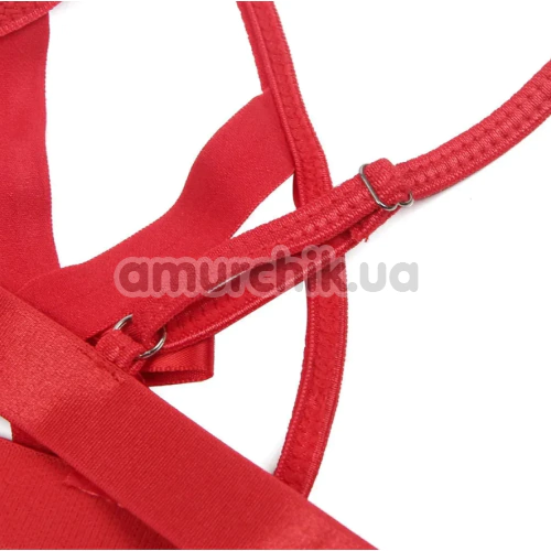 Комплект Star Night Bowknot Sexy Babydoll Lingerie Set, красный: бюстгальтер + трусики-стринги + наручники