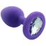 Анальная пробка с прозрачным кристаллом Classic Silicone Butt Plug With Crystal, фиолетовая - Фото №2