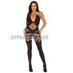 Комбинезон Leg Avenue Illusion Halter Bodystocking, черный - Фото №1
