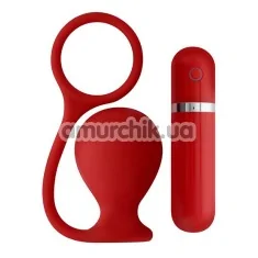 Анальная пробка с эрекционным кольцом с вибрацией Menzstuff Ass Cork Wide, 7.5 см красная - Фото №1