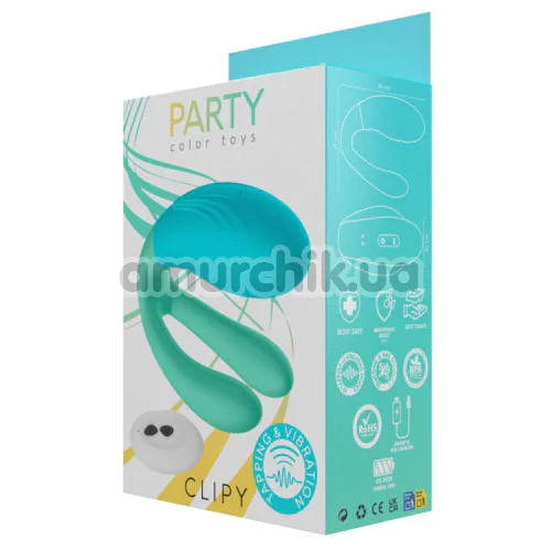 Вібратор з пульсацією Party Color Toys Clipy, бірюзовий