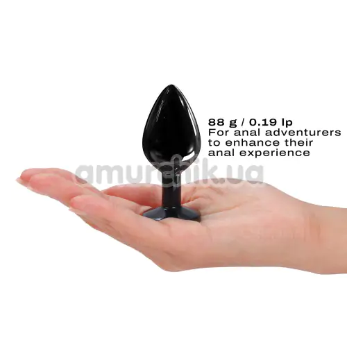 Анальная пробка с черным кристаллом Dorcel Diamond Plug M, черная