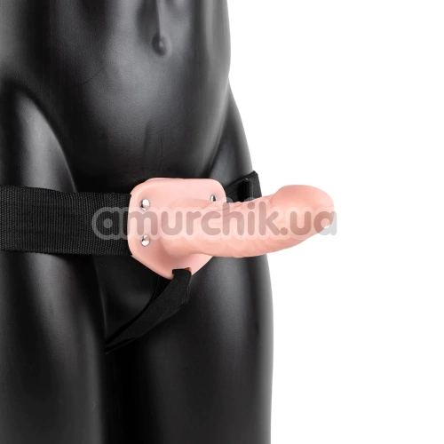 Полый страпон с вибрацией Realrock Vibrating Hollow Strap-On 6, телесный - Фото №1