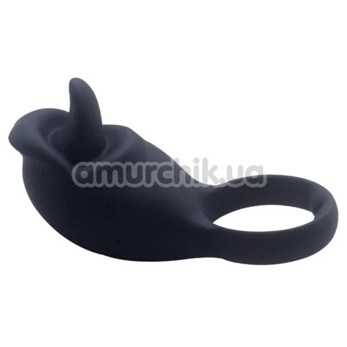 Виброкольцо Silicone Love Ring Tongue, черное