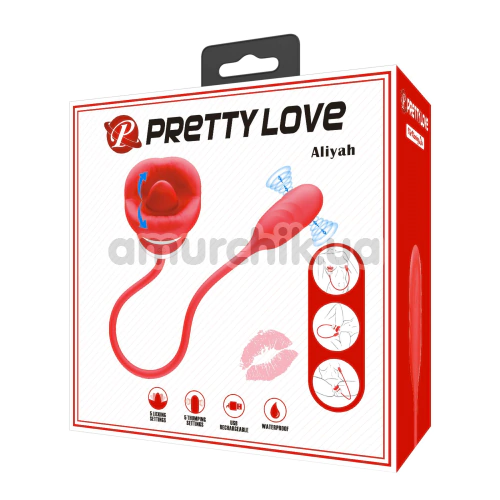 Симулятор орального секса для женщин с вибрацией и пульсацией Pretty Love Aliyah, красный
