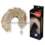 Анальна пробка c коричневим хвостом Mai Attraction Pleasure Toys N51, срібна - Фото №1