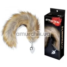 Анальная пробка c коричневым хвостом Mai Attraction Pleasure Toys N51, серебряная - Фото №1