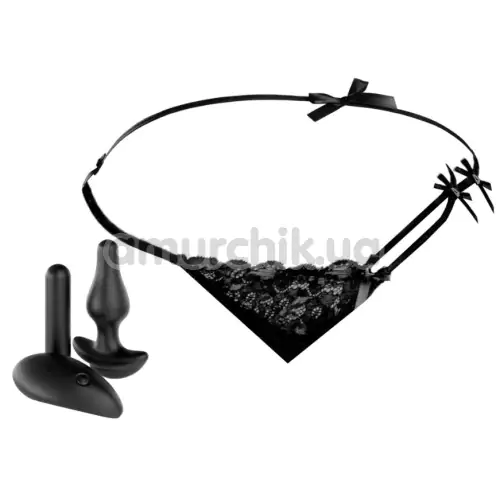 Трусики с анальной пробкой с вибрацией HookUp Panties Remote Bowtie Bikini, черные