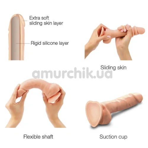 Фалоімітатор Strap-On-Me Sliding Skin Realistic Dildo XL, тілесний