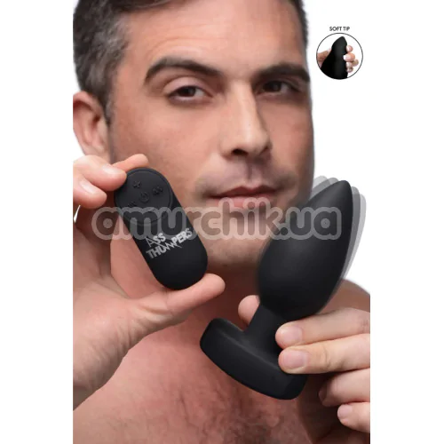 Анальна пробка з вібрацією Ass Thumpers The Taper 10X Smooth Vibrating Anal Plug, чорна