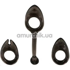 Набор из 3 эрекционных колец Expandable Cock Rings, черный - Фото №1